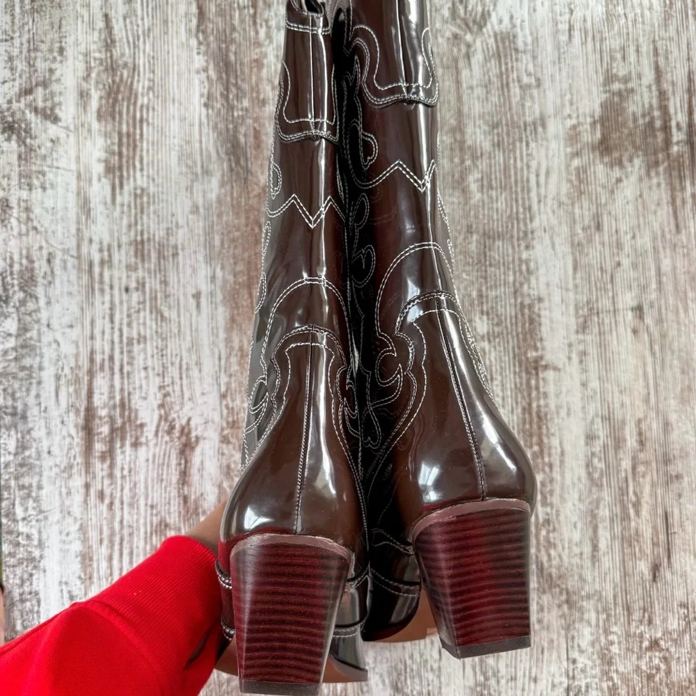 Billini New Zaine Dark Cocoa Shine Western Boots - Picture 4 of 5